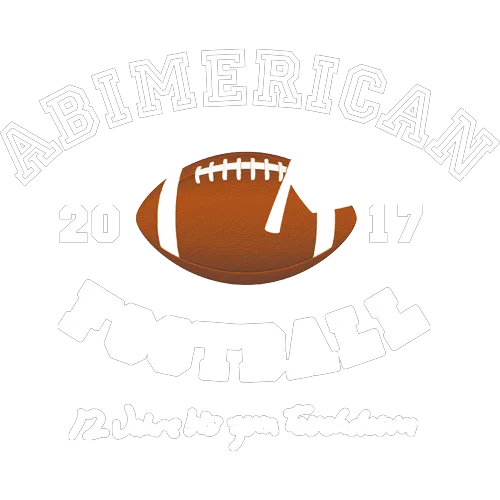 Blauer Hintergrund mit dem Text "ABIMERICAN FOOTBALL 2017" und einem Fußball-Icon.