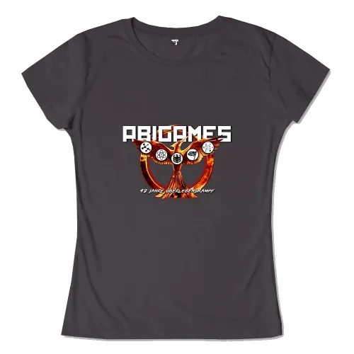 Logo mit "ABIGAMES" über einem Phoenix, der Symbole hält, und Text "12 Jahre Überlebenskampf" darüber.