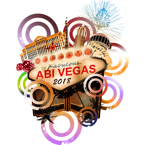 Grafik "Welcome to Fabulous ABI Vegas 2017" mit Vegas-Skyline, Würfeln und Zahnrädern.