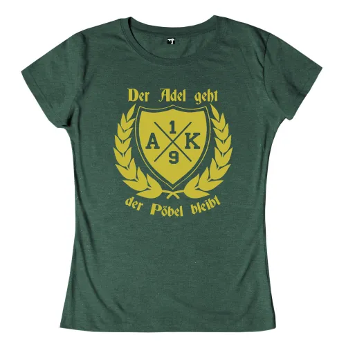 Schwarzes Wappen mit gekreuzten Werkzeugen und Lorbeerkranz, Beschriftung "A X K 9".