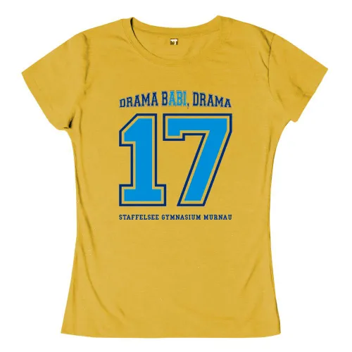 Große blaue Nummern 17 mit der Aufschrift "DRAMA BABI, DRAMA" und "Staffelsee Gymnasium Murnau".