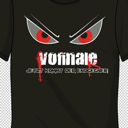 schwarzes_tshirt_mit_augen_und_text Vofinale - Jetzt kommt der Endgegner! design