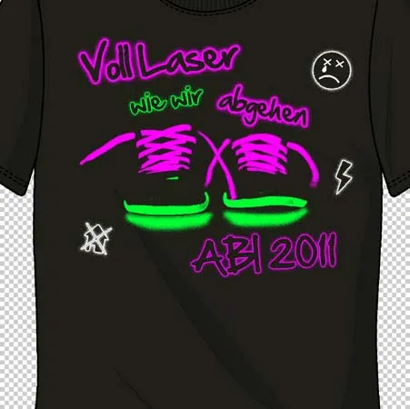 schwarzes_tshirt_mit_neon_grafik Ja Mann voll Laser wie wir ABIgehn design