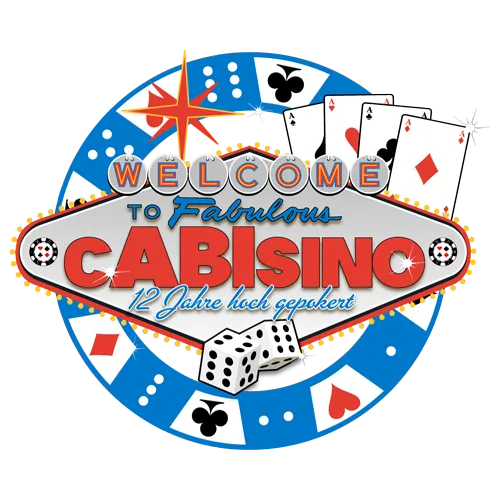 Grafik mit "Welcome to Fabulous Cabisino", Spielkarten, Würfel, Stern.