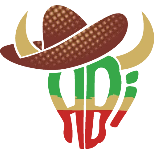 Grafisches Logo mit einem Sombrero über einer stilisierten Chili in Rot, Grün und Gelb.