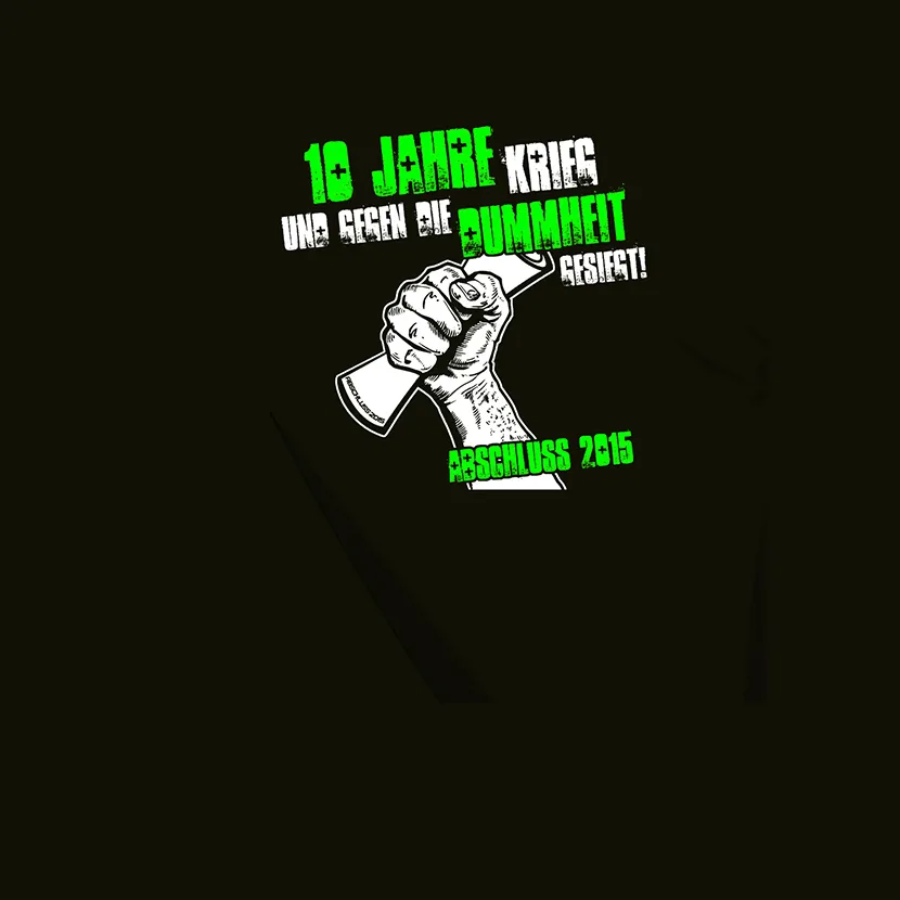 hand_mit_abschluss_plakat_2015 10 Jahre Krieg und gegen die Dummheit gesiegt Abschluss 2015  design