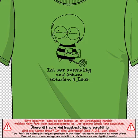 gruenes_tshirt_mit_cartoon_figur Ich war unschuldig und bekam trotzdem 9 Jahre design