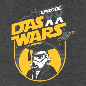 Illustration eines Charakters mit Brille und Atemgerät vor einem runden gelben Hintergrund mit Text "DAS XY WARS EPISODE".