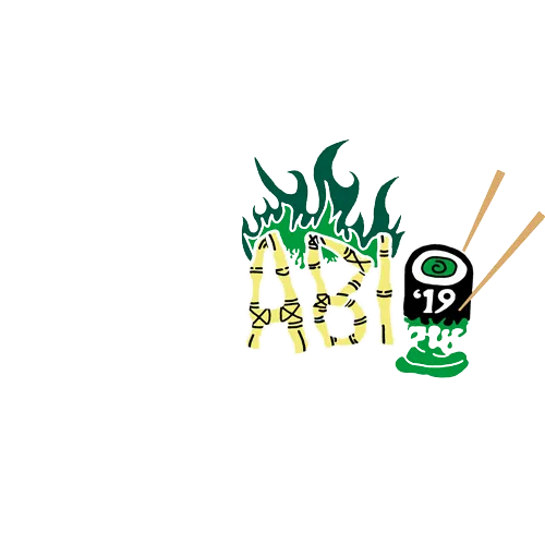 Schwarzes T-Shirt-Design mit "WASABI 19", grüner Flammengrafik und einer Wasabipaste-Darstellung.