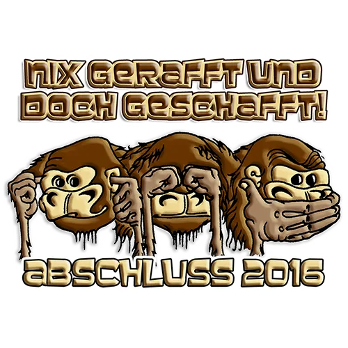 Illustration von drei Affen, die die Gesten "Nichts sehen, nichts hören, nichts sagen" machen, auf gelbem Hintergrund.
