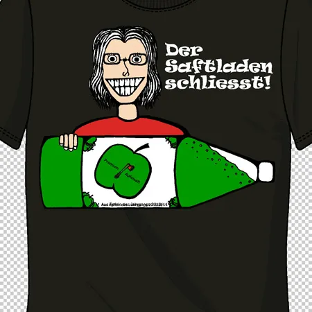 tshirt_mit_karikatur_und_text Der saftladen schliesst design