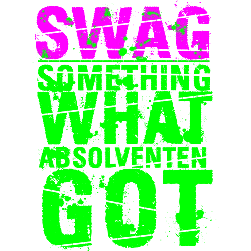 Neonfarbenes T-Shirt-Design mit 'SWAG' und 'Something What Absolventen Got' Text.