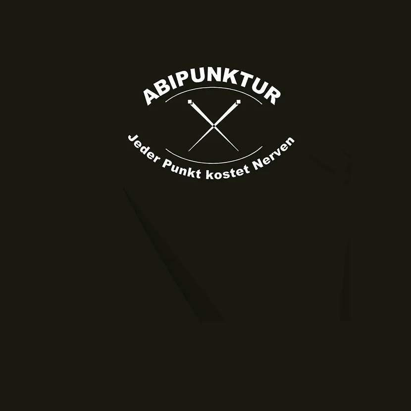 Logo mit der Aufschrift "ABIPUNKTUR, jeder Punkt kostet Nerven" und zwei gekreuzten Trommelstöcken.