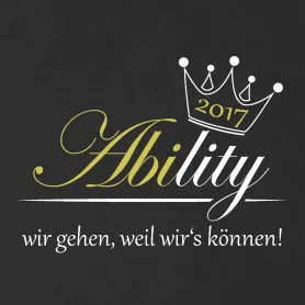 Goldene, geschwungene Schrift "Abi" neben der Jahreszahl "2017" auf weißem Hintergrund.