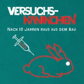 Minimalistisches rotes Kaninchen-Logo mit Text 'KANINCHEN' darüber.