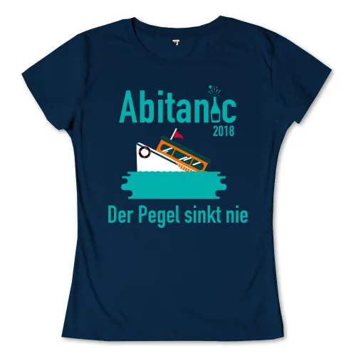 Abstraktes Design mit sinkendem Schiff und Schriftzug Abitanic 2018.