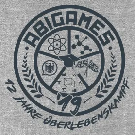 Eine Silhouette von Objekten wie einem Doktorhut, Adler, Baum auf pixeligem Hintergrund.