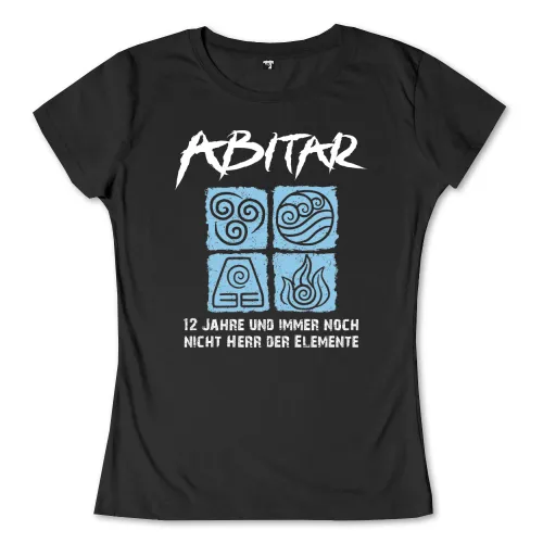 Vier Symbole für Elemente (Erde, Wasser, Luft, Feuer) in blauen Quadraten, weißer Text "ABITAR" darüber, Slogan unten.