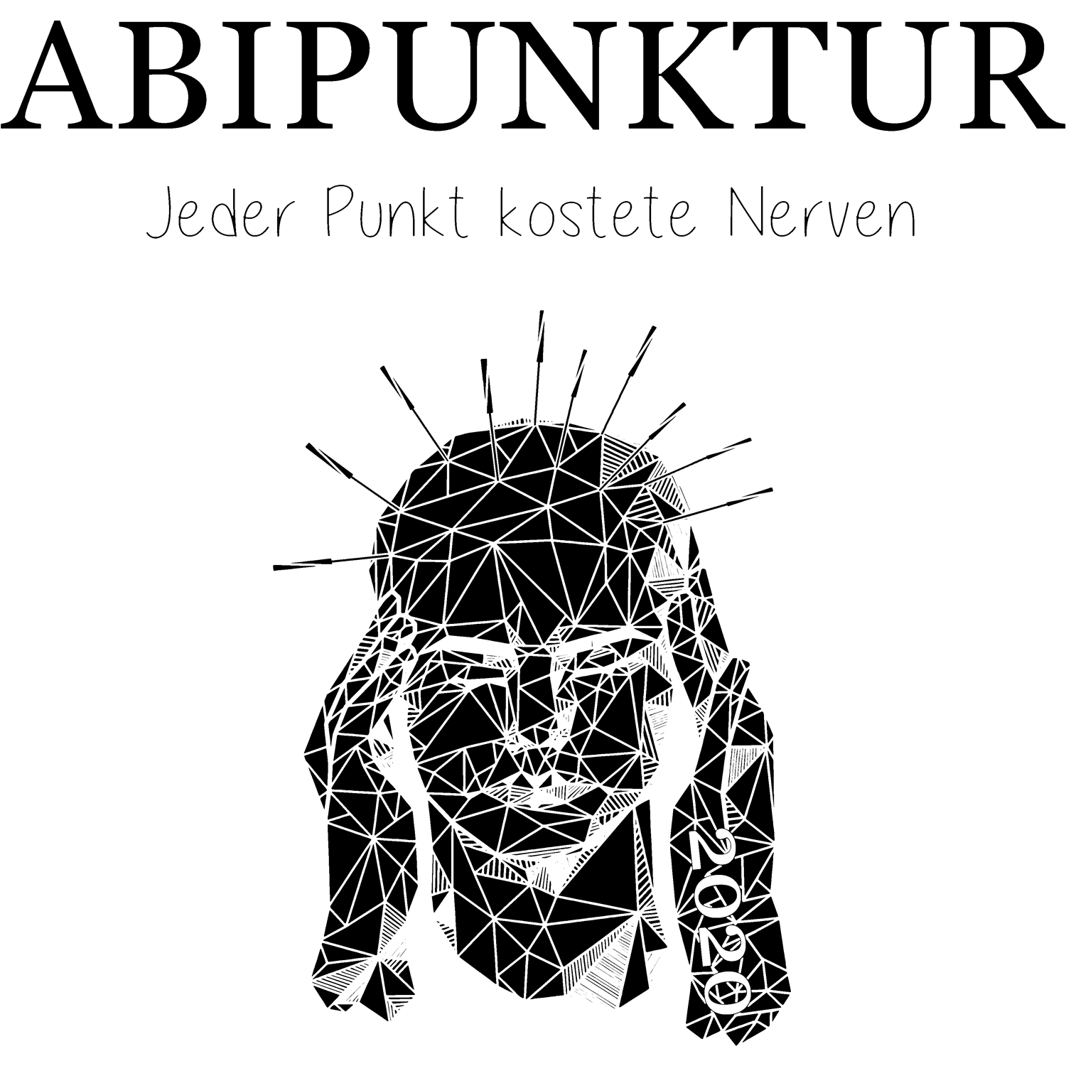 Ein abstraktes Bild in Schwarz und Weiß mit scharfen Ecken und ungleichmäßigen Formen.