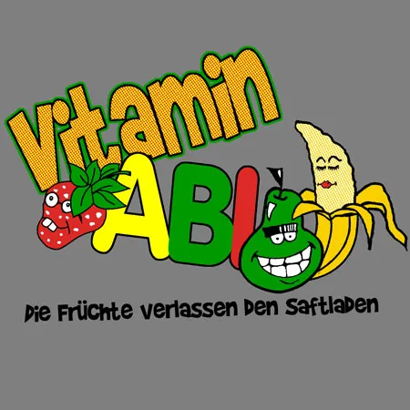 cartoon_fruechte_Vitamin_ABC Vitamin abi die früchte verlassen den saftladen design