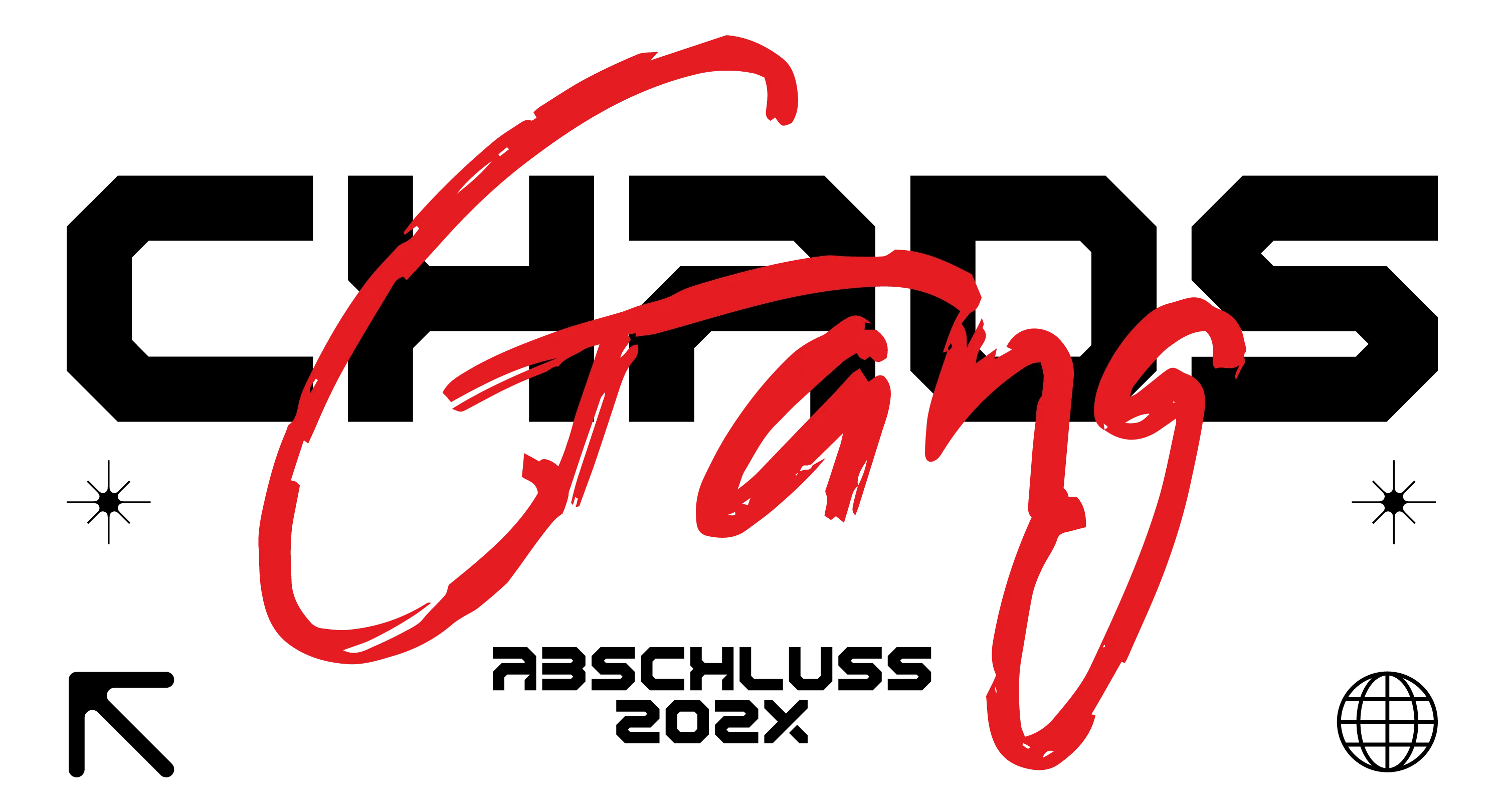 Rotes kalligrafisch gemaltes Wort Gang auf schwarzem Hintergrund