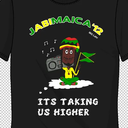 schwarzes_t-shirt_mit_karikatur_und_text JABImaica 12 - Its taking us higher design