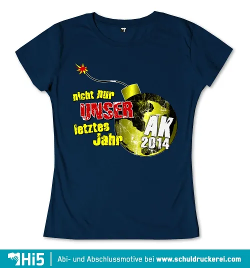 nicht nur unser letztes Jahr, AK 2014 auf zerbrochenem Globus-Motiv, dunkelblauer Hintergrund.