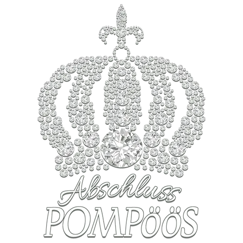 Grafik in Schwarzweiß mit Muster und Schriftzug "Abschluss POMPöÖS" in Großbuchstaben.