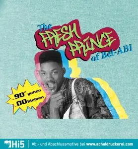 Bildcollage mit junger Person, 'The Fresh Prince' Graffiti, bunten Grafiken und Sprechblasen mit Text '90er gehen, 00 bleiben'.