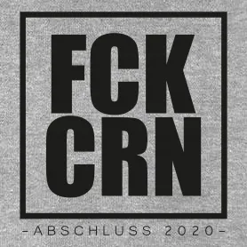 Schwarzes Logo mit den Buchstaben FCK CRN und dem Text Abschluss 2020 in Weiß.