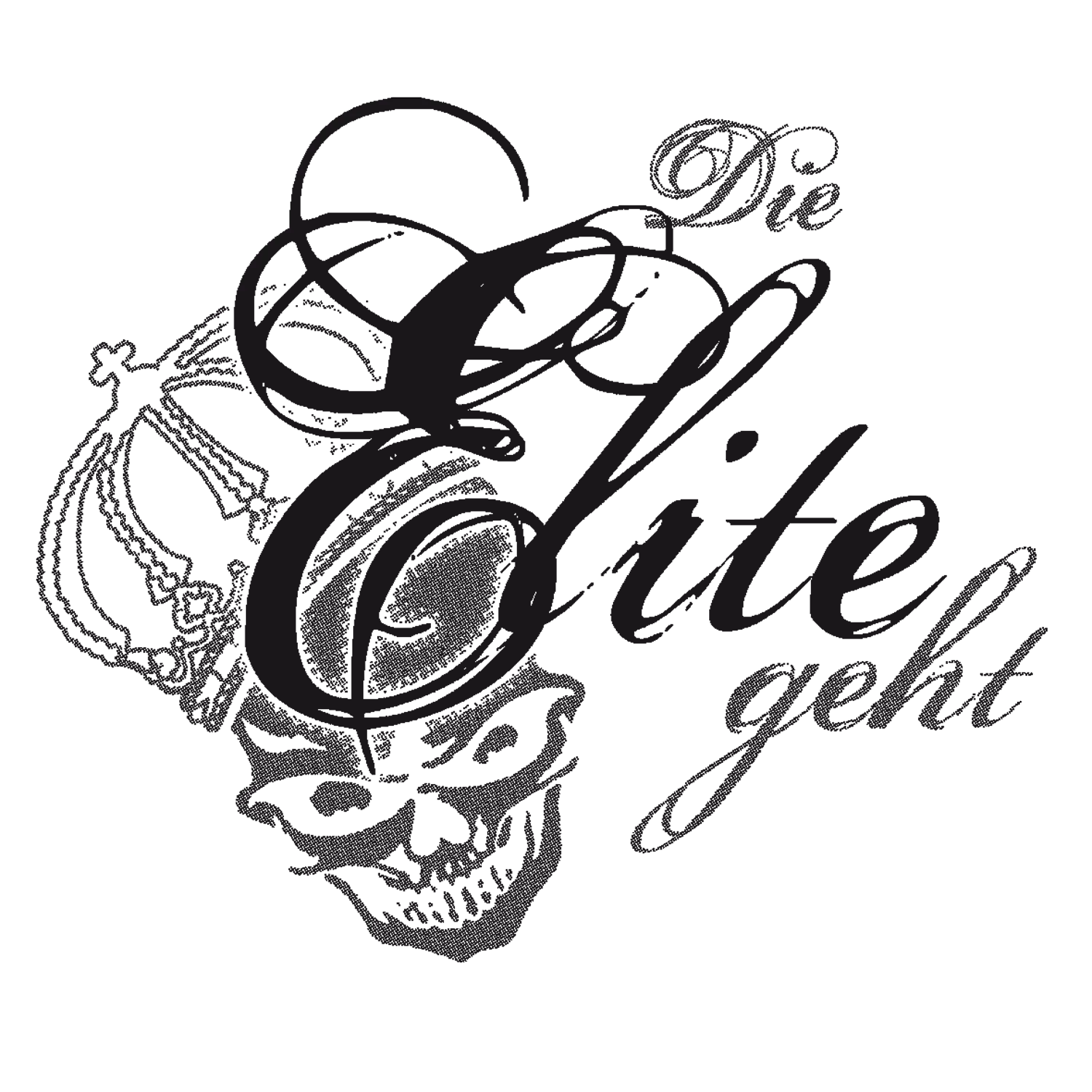 schwarzes_quadrat_kreuz - Die Elite geht Skull design