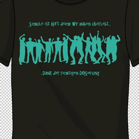 Tshirt_mit_silhouetten_und_text schule ist gift doch wir haben überlebt dank der richtigen dosierung design