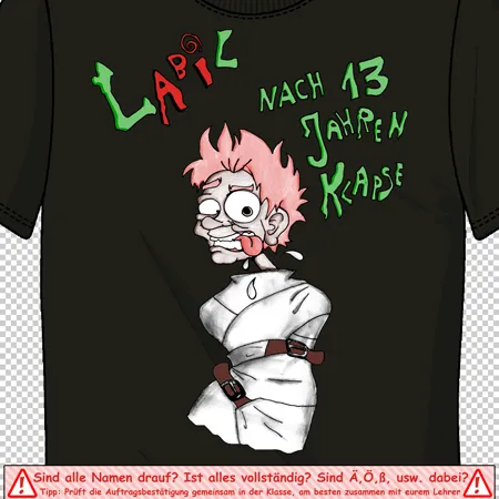 t_shirt_design_irre_zombie LABIL - Nach 13 Jahren Klapse design
