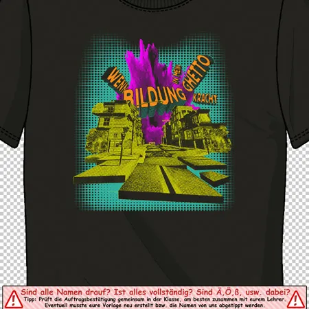 grafisches_tshirt_design_mit_text_und_stadtansicht wenn bildung in mein ghetto kracht design