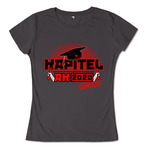 Grafik in Rot und Schwarz mit akademischem Hut, zwei Händen und Champagner, Schriftzug "KAPITEL AKADEMIE 2020".