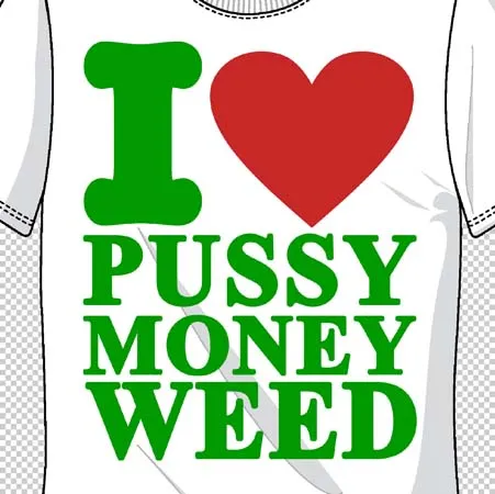 Weißes T-Shirt mit grünem Text und Symbolen, inklusive eines roten Herzens.