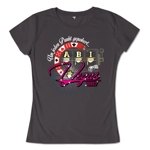 Grafik mit Text "Abi Vegas 2017", Würfeln, Spielkarten, und Diplomhüten.