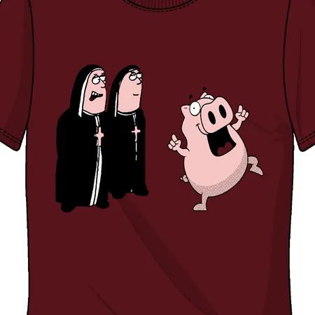 t_shirt_design_nonnen_und_schwein Kloster Schwein design