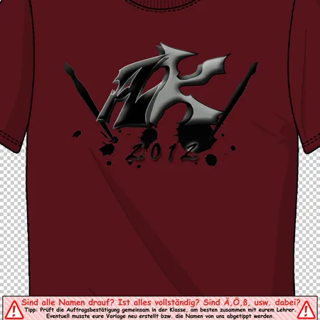 rotes_t_shirt_mit_silbergrauem_logo_2012 AK 12 Graffiti design