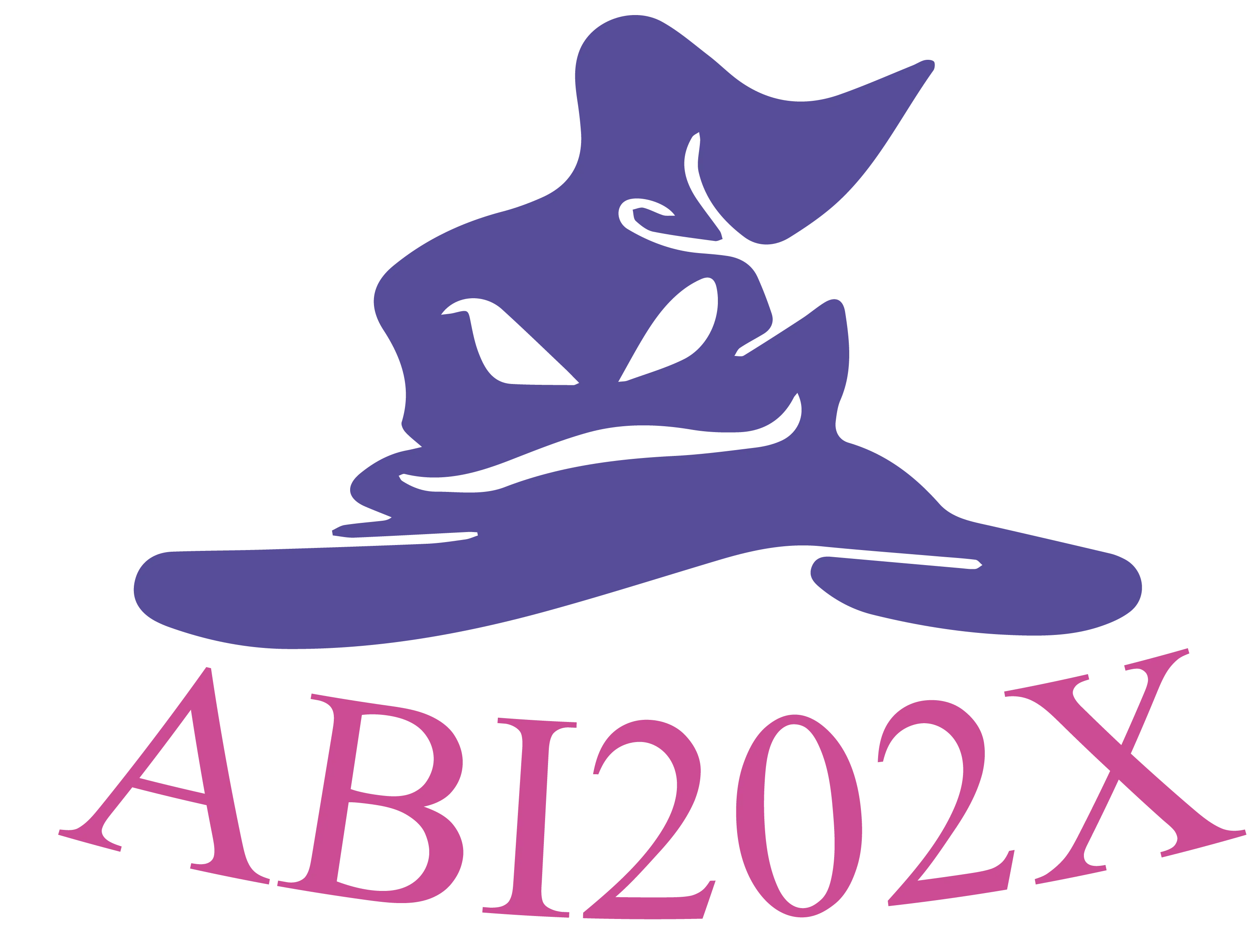 Logo mit stilisiertem lila Hut und Augenform darueber Schriftzug ABJ202X in Rosa