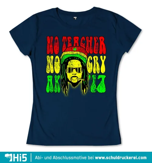 Grafik mit Reggae-inspiriertem Gesicht, Sonnenbrille und Joint, Text darüber und darunter.