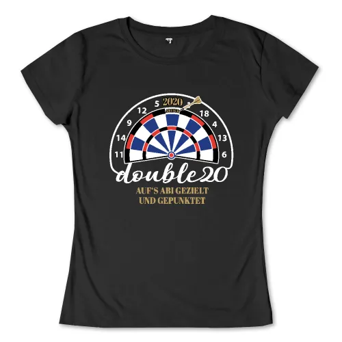 Darstellung eines Dartscheibe mit Pfeil und "2020 Abitur" Text.