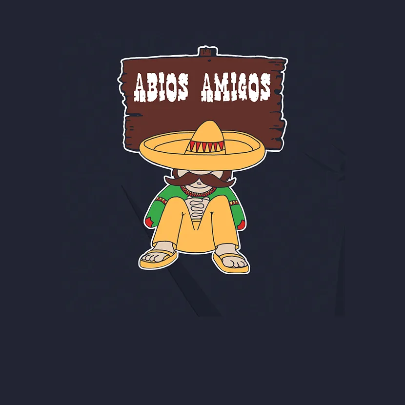 cartoon_character_with_sign Abios Amigos design