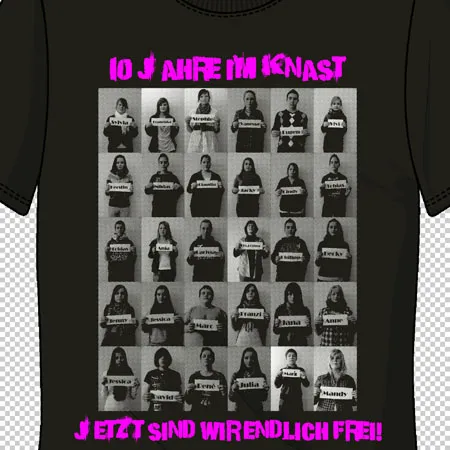 tshirt_mit_foto_collage_und_text 10 Jahre im Knast - Jetzt sind wir endlich frei! design