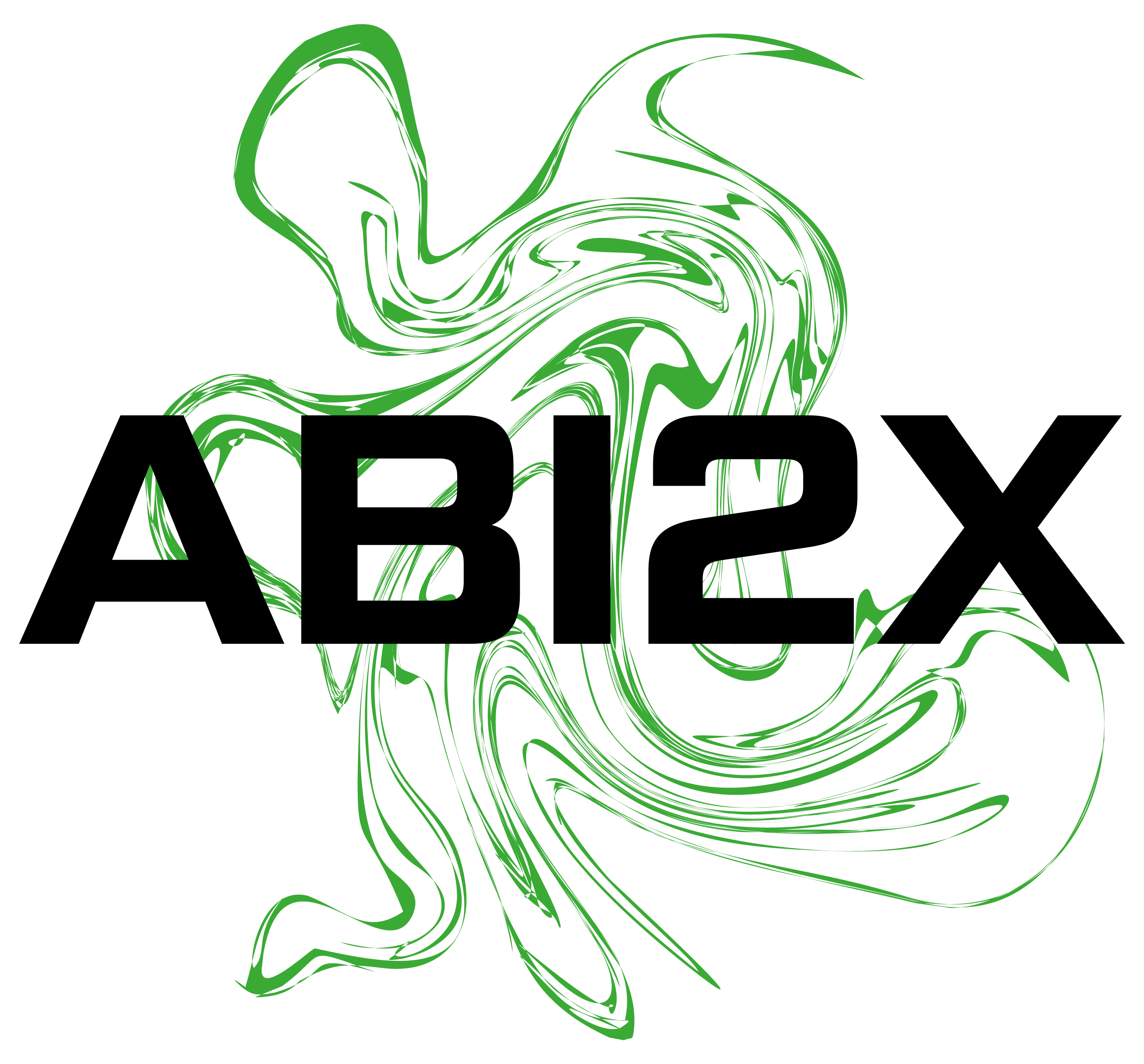 Abstrakte grüne geschwungene Linien auf schwarzem Hintergrund bilden ein wirbelndes Muster