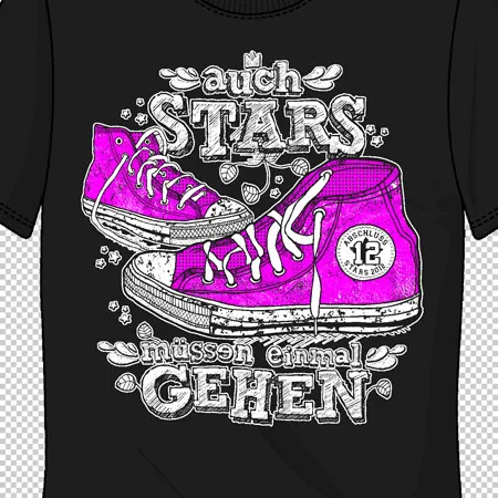 grafik_tshirt_mit_sneakers auch Stars müssen einmal gehen design