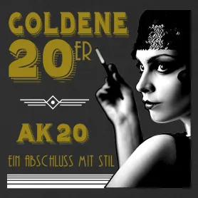 Schwarz-Weiß Grafik einer Frau, die einen Finger an den Mund legt, umgeben von gelben Balken und der Aufschrift "TER".