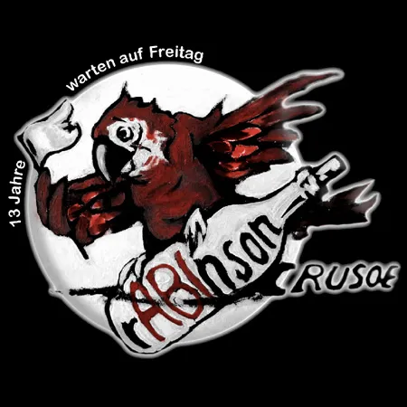 grafik_papagei_und_herz Abinson Crusoe 13 Jahre warten auf freitag design