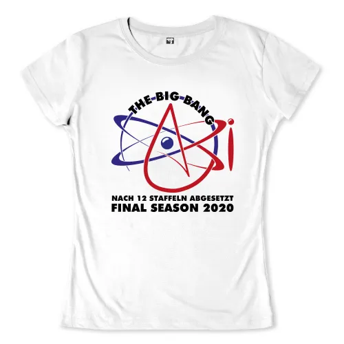 Graphisches Logo mit Text "THE BIG BANG" über einem stilisierten Atommodell, "FINAL SEASON 2020" unten.