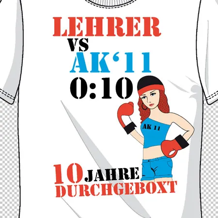 t-shirt_design_boxing_theme Lehrer vs AK11 0:10 10 Jahre durchgeboxt design
